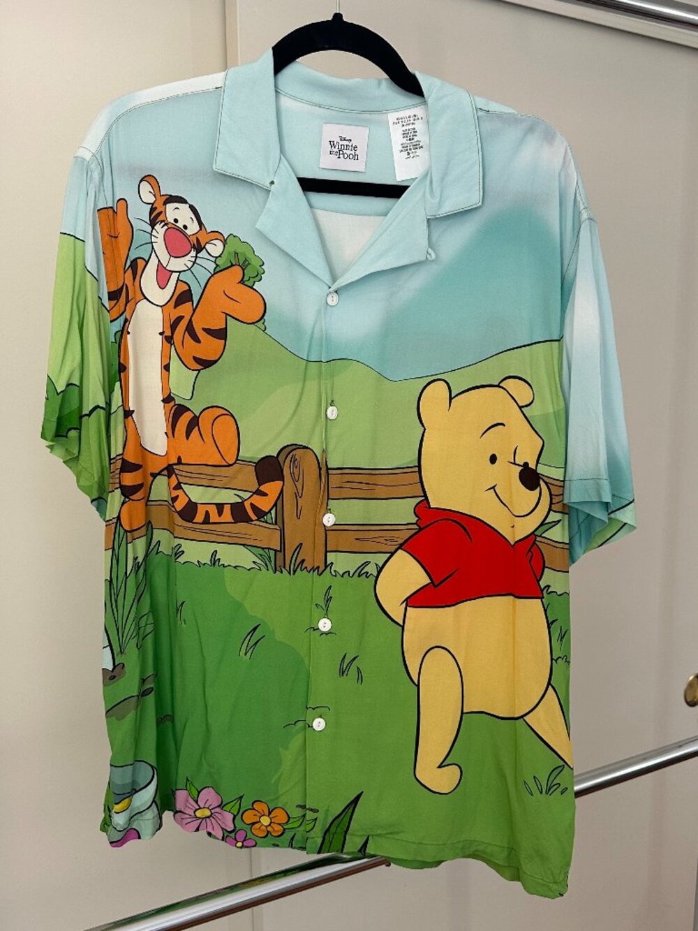 Disneyland x Winnie the Pooh Tigger Eeyore Garden Camp Shirt Button Up - Size L